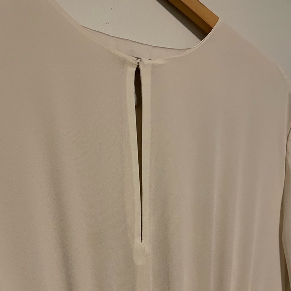 H&M cream chiffon drawstring waist midi dress size large - Picture 5 of 11